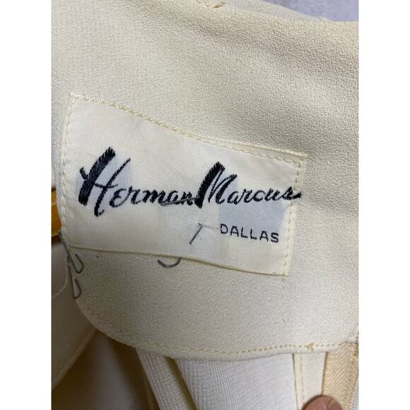 Vintage Herman Marcos fancy party dress cream color size 10 - Picture 3 of 4